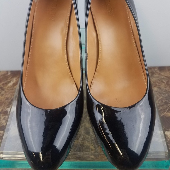 J. Crew Black Patent Leather Slip on Wedges 9.5 - Picture 2 of 8